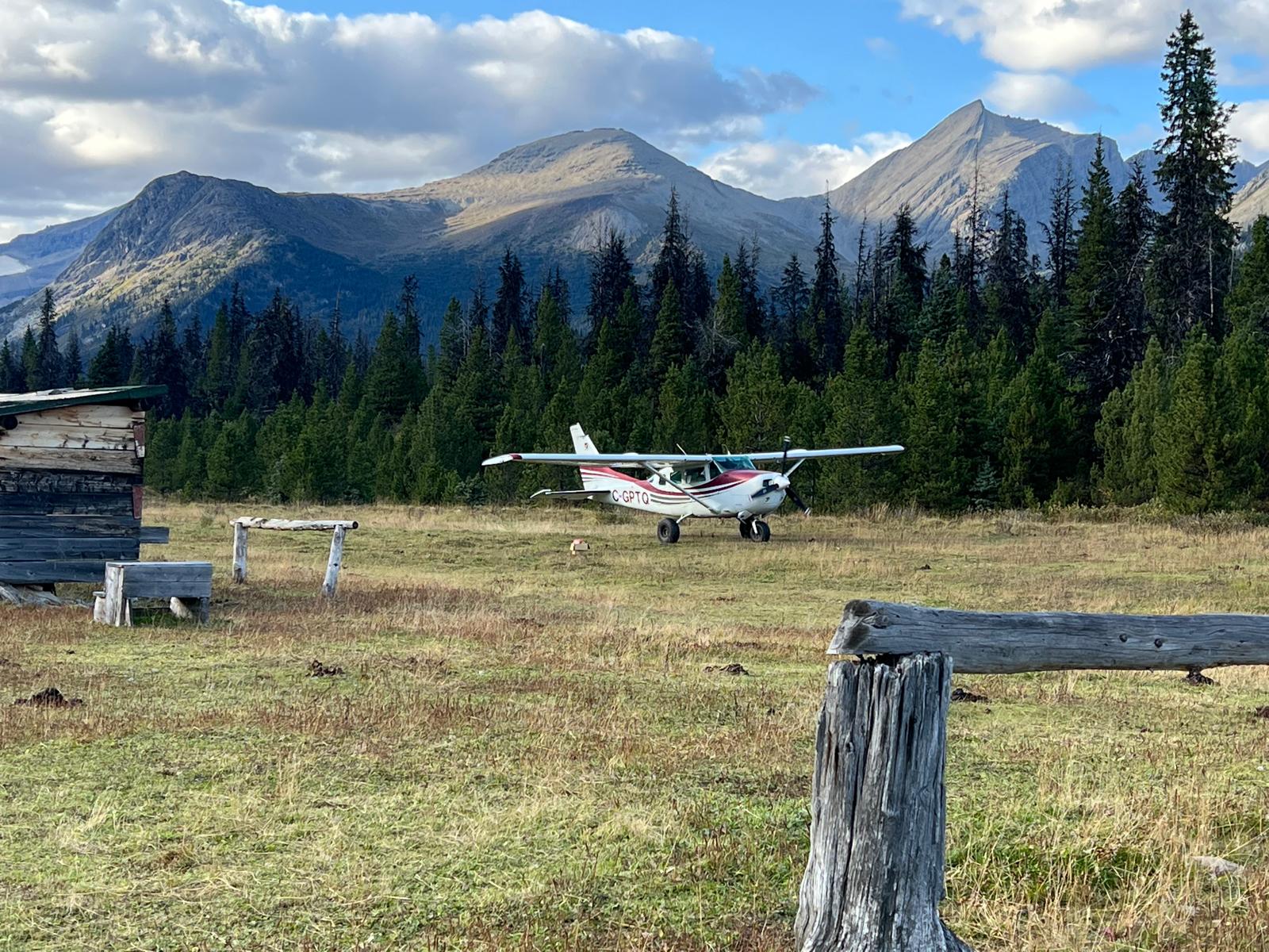 Bush plane at camp, North America